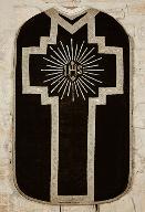Chasuble, étole, manipule, bourse de corporal, voile de calice (ornement noir n°1)