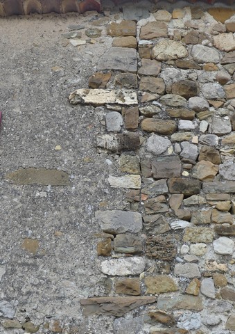 Bâtiment du logis. Elévation est, second niveau. Collage de maçonnerie de la partie nord.