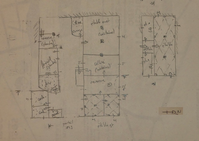 Plan schématique des bâtiments : étage de soubassement.