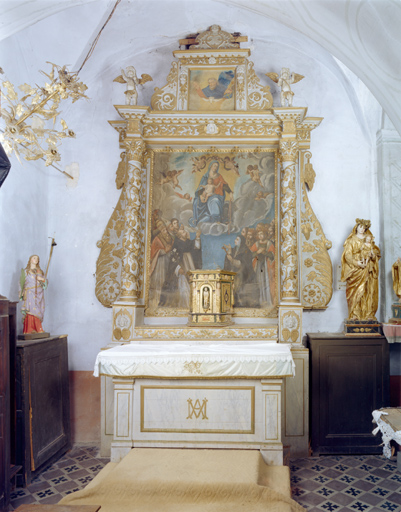 ensemble de l'autel secondaire de la Vierge (autel, retable)