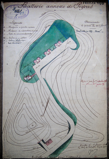 Batterie annexe de Peyras, [plan d'état des lieux]. 1903.