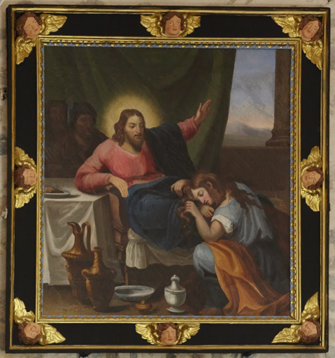 Cadre et tableau : Marie-Madeleine et le Christ au repas chez Simon
