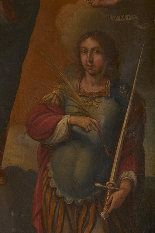 Cadre, tableau : Couronnement de la Vierge avec saint Etienne et saint Pancrace