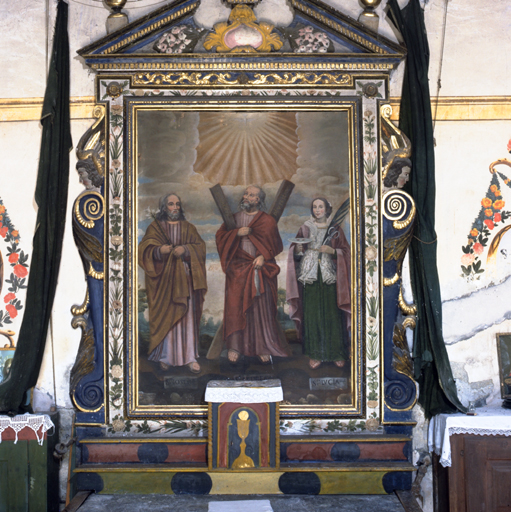 tableau : Saint André entre saint Joseph et sainte Lucie