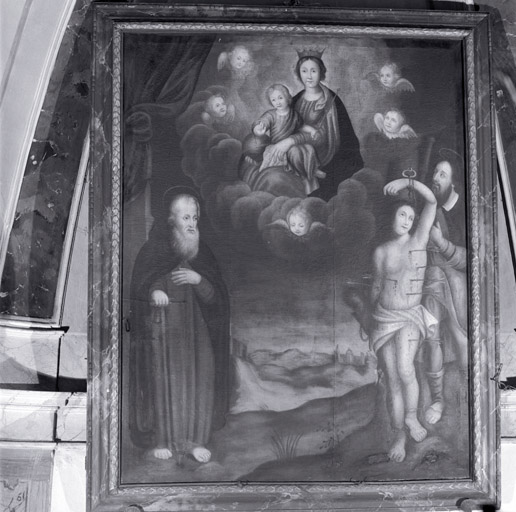 tableau : La Vierge à l'Enfant, saint Antoine abbé, saint Sébastien, saint Roch