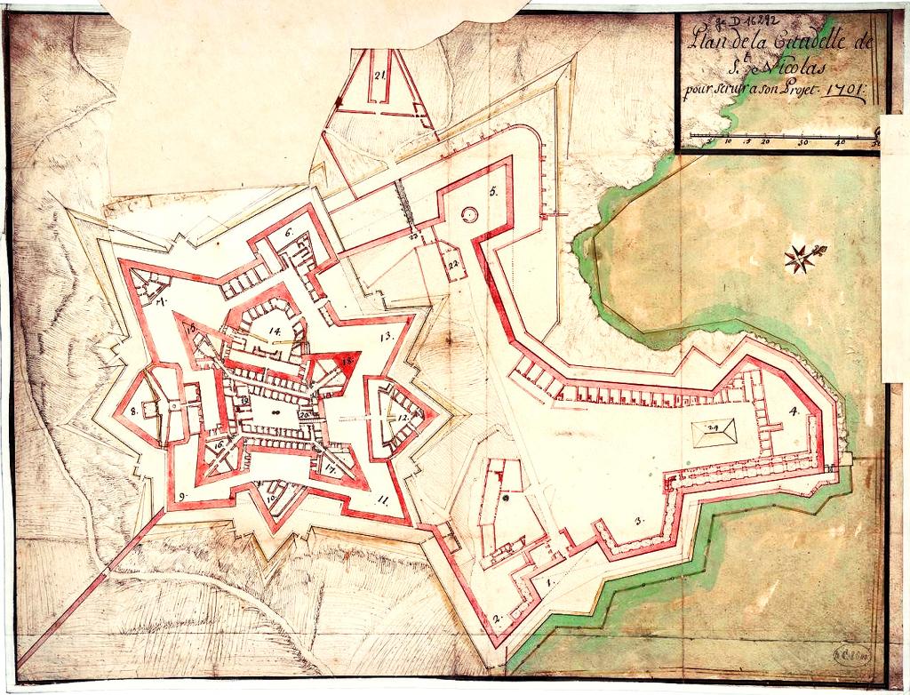  Plan de la citadelle de St Nicolas pour servir à son projet, 1701. Niveau 2. 