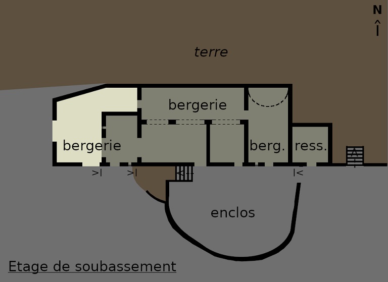 Plan schématique du bâtiment 5 : étage de soubassement.
