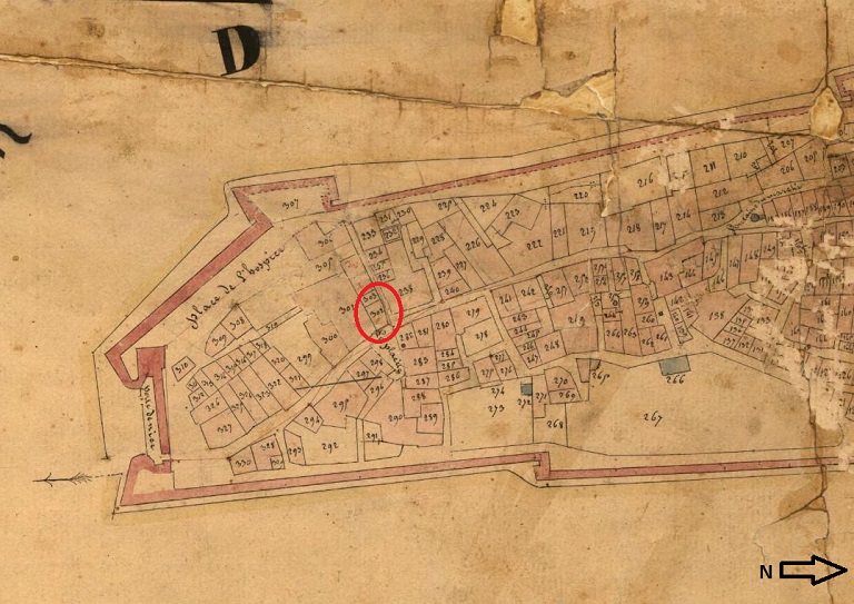 Plan de masse et de situation d'après le cadastre de 1833 (section B, parcelles 302 et 303).