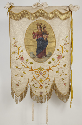 Bannière de procession : Vierge à l'Enfant dite Notre-Dame-de-la-Fleur