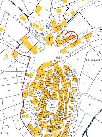 Plan de situation d'après le cadastre de 2021, section 000F. Echelle d'origine 1/500e.
