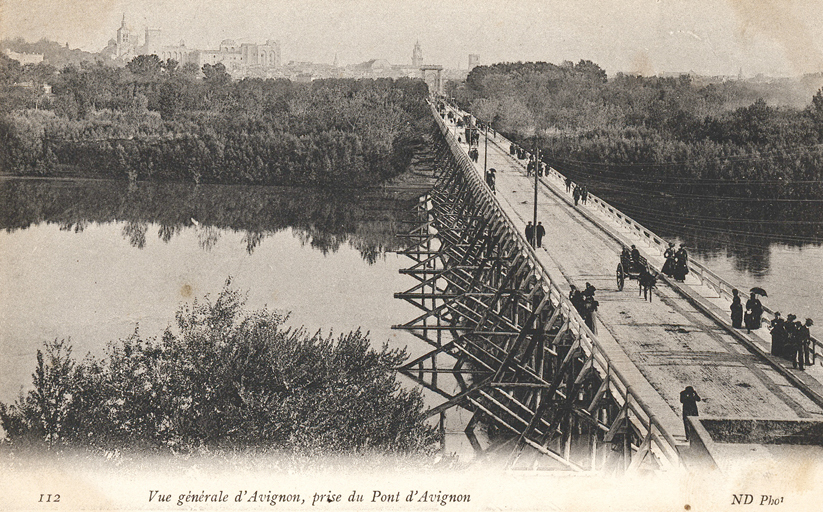 pont de bois d'Avignon dit aussi pont de chevalets ou pont Bonaparte