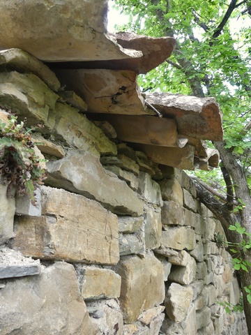 Avant-toit constitué du débord de la couverture en tuile creuse, entrepôt agricole à Pié Léger.