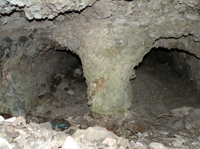 La Pène, tuilerie en ruines. Galeries de chauffe. Vue de volume prise de l'est.