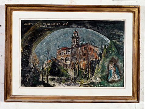 ex-voto, tableau : Sanctuaire de Notre-Dame de Laghet en hiver