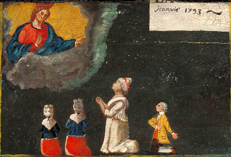 tableau, ex-voto : Femme et enfants en prière