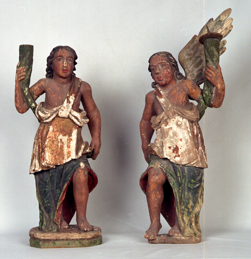 paire de statues-chandeliers d'autel (statuettes) : Anges