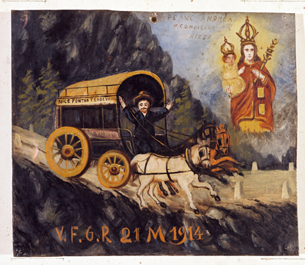 ex-voto, tableau : Accident de la diligence Nice-Tende, Andrea Peano