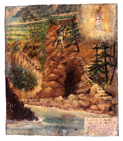 ex-voto, tableau : Homme glissant sur les rochers, Jean-Baptiste Autier