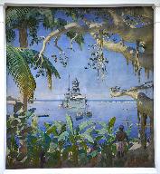 Décor d'architecture, ensemble de panneaux peints décoratifs du cercle naval de Toulon.