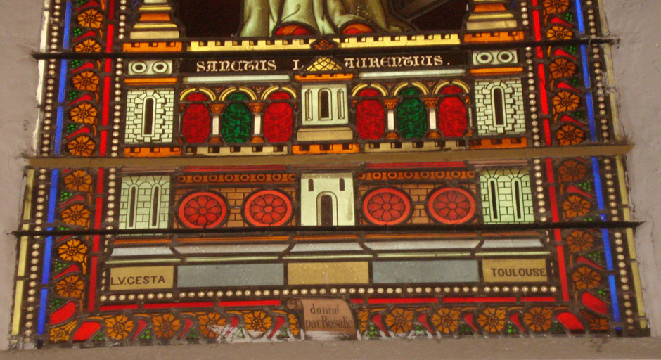 Ensemble de quatre verrières : saint Laurent, la Vierge, saint Joseph, saint André