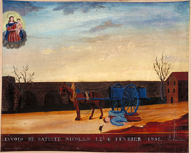 tableau, ex-voto : Accident de charrette de Baptiste Nicolas