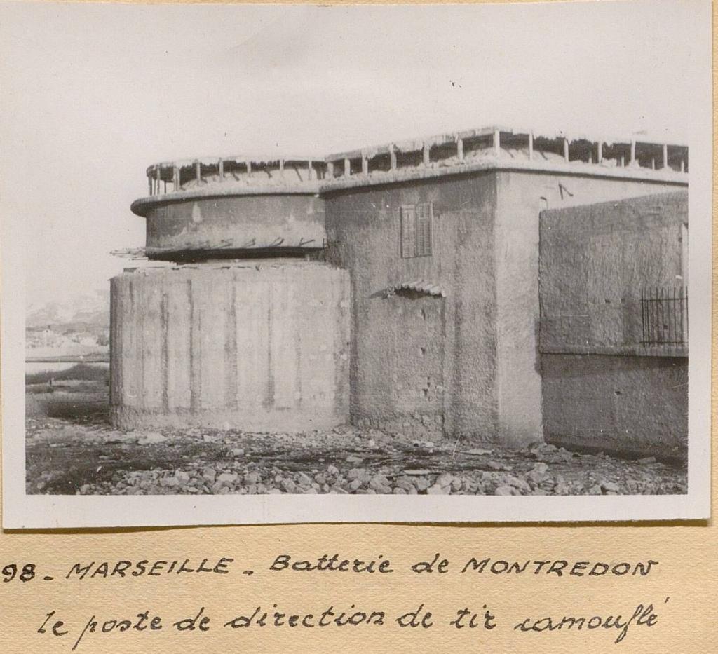 Marseille - Batterie de Montredon. Le poste de direction de tir camouflé, 1946. Le poste de direction de tir est un modèle type 636.