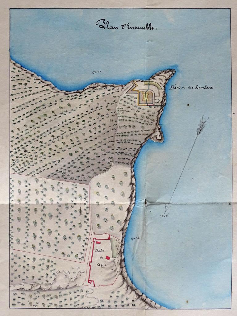 [Plan de situation du projet d'organisation de la batterie des Lombards],1846.