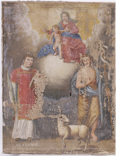tableau : Saint Etienne, saint Jean Baptiste et la Vierge à l'Enfant