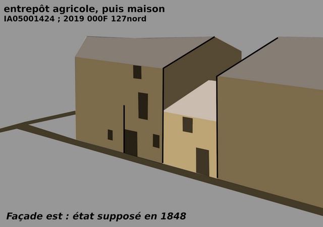 Façade est, état supposé en 1848.
