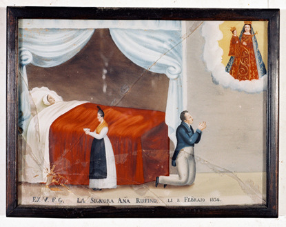 ex-voto, tableau : Demande de guérison d'une femme, la signora Ana Rufino