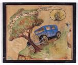 ex-voto, tableau : Accident de voiture automobile contre un arbre, René Brun