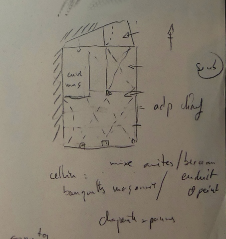 Plan schématique du bâtiment : étage de soubassement.