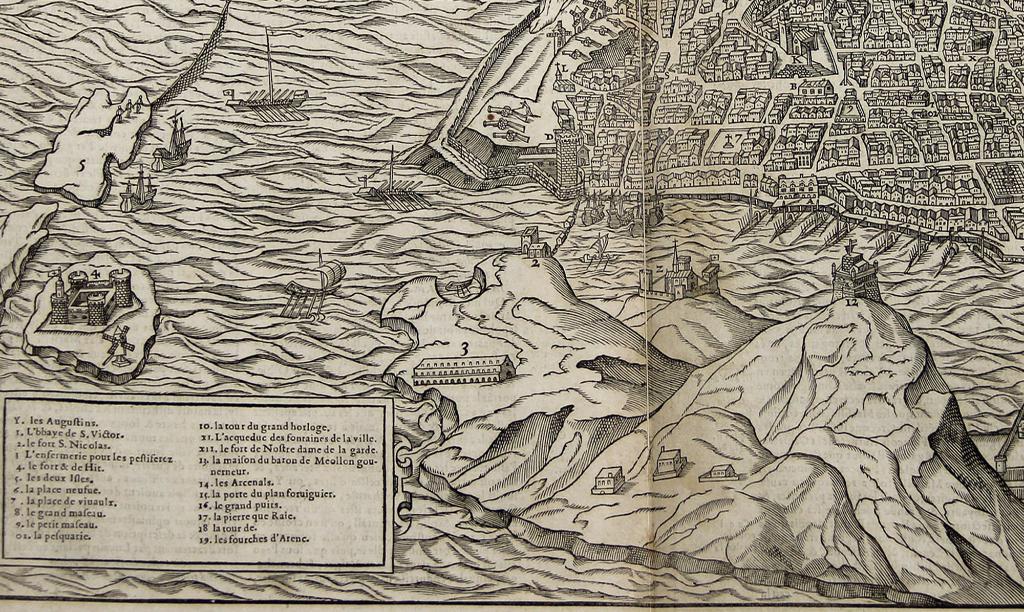 [Vue cavalière Nord de Marseille], 1575. Détail.