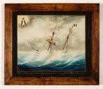 ex-voto, tableau : Bateau dans la tempête, le brigantin Nouva Succorso