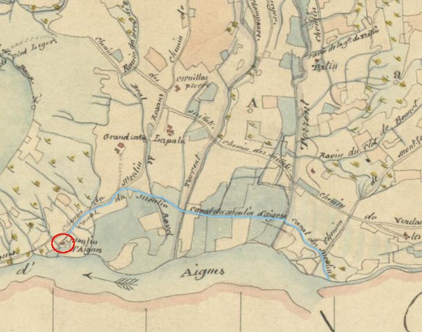 Localisation sur le tableau d'assemblage du cadastre de 1839. Echelle d'origine 1/20 000e.
