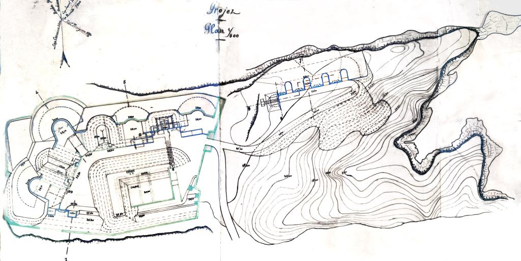 [Plan de la batterie du Cap Mangue et de sa batterie annexe projetée], 1893.