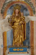 Statue (statuette) : Vierge à l'enfant, bouquet et couronne de statue