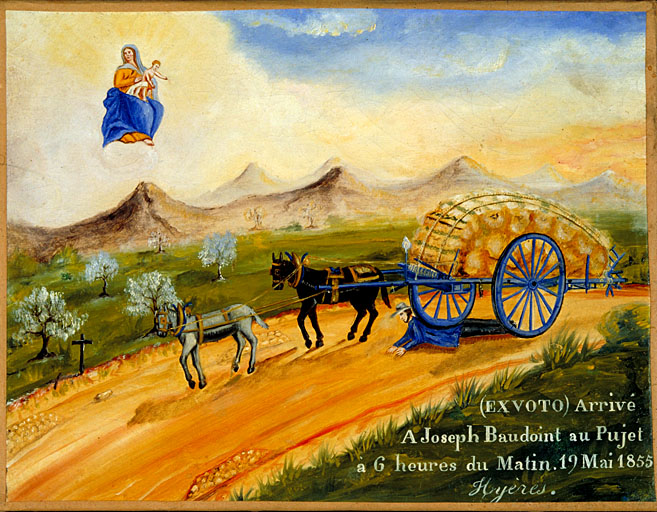 tableau, ex-voto : Accident de charrette de Joseph Baudoint