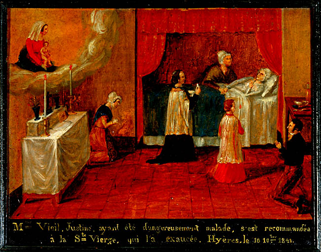 tableau, ex-voto : Demande de guérison de Justine Vieil