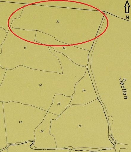 Plan de masse et de situation d'après le cadastre rénové de 1935 (section G1, parcelle 52).