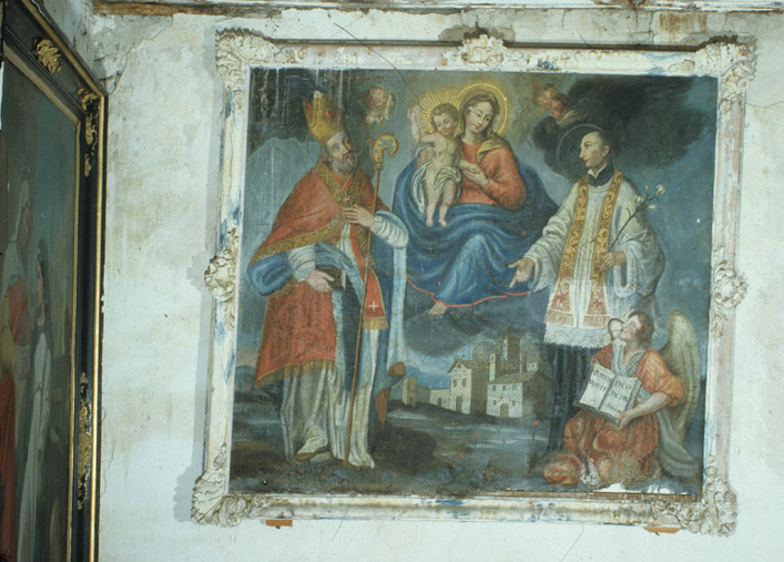 tableau : Vierge à l'Enfant, saint évêque, saint Philippe Neri