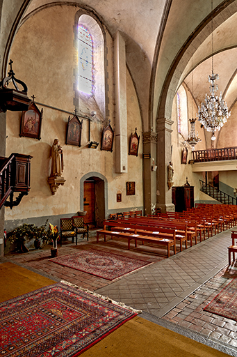 Vue intérieure du mur sud depuis le chœur.