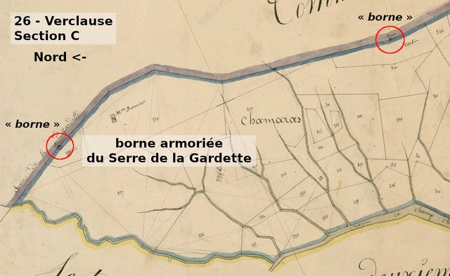 Extrait du plan de la section C du cadastre de Verclause (1831). Echelle d'origine 1/2 500e.