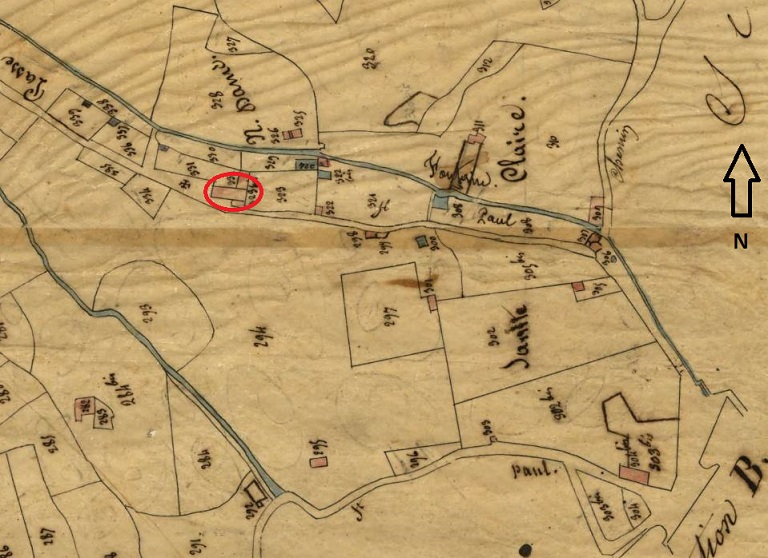 Plan de masse et de situation d'après le cadastre de 1833 (section A, parcelle 333).