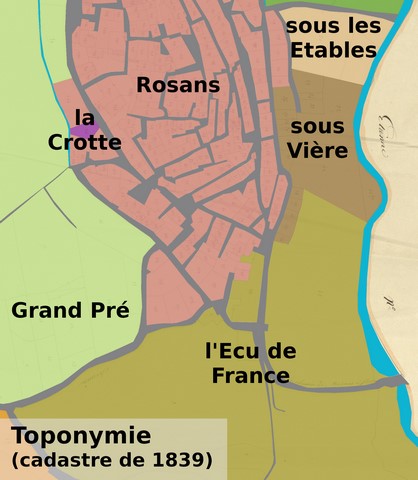 Toponymie d'après le cadastre de 1839.