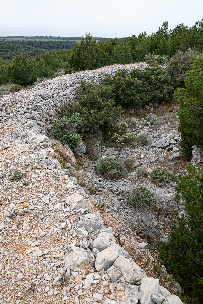 Déblai périphérique d'excavation d'une des casemates non réalisées à l'extrême ouest du site