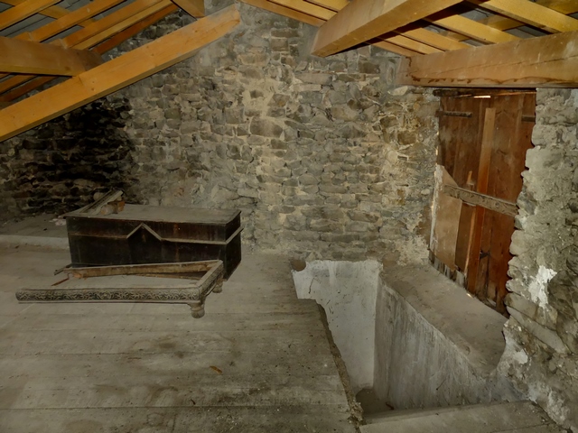 Partie ouest. Etage de comble, fenil-séchoir. Vue de volume prise de l'est.