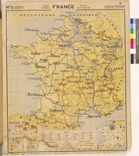 carte murale : France physique, voies ferrées et navigables - Inventaire  Général du Patrimoine Culturel