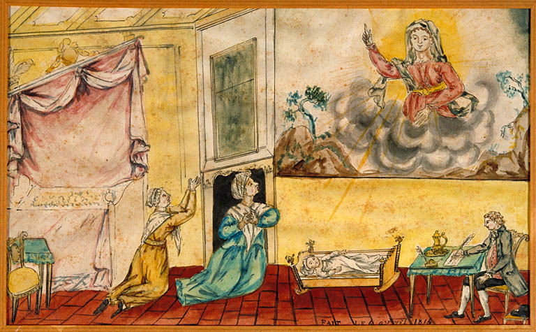 tableau, ex-voto : Demande de guérison d'un bébé (N° 3)