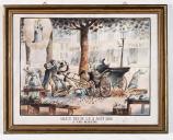 ex-voto, tableau : Accident de voiture hippomobile sur un marché, Fani Martin